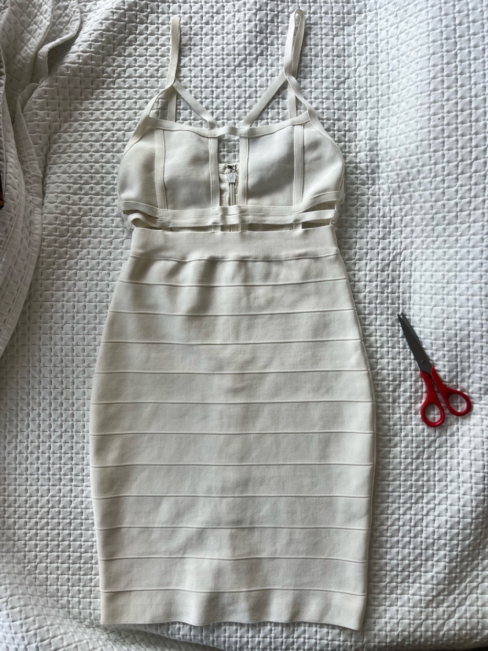 Herve Leger Gorgeous Ivory Bandage Dress with Strappy Bust